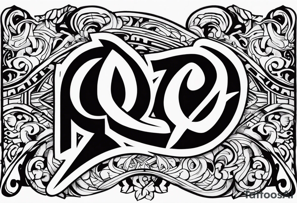 the letters A R in the middle of a ninja headband tattoo idea