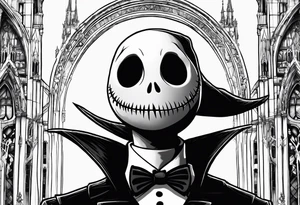 Jack Skellington with duomo of milano tattoo idea