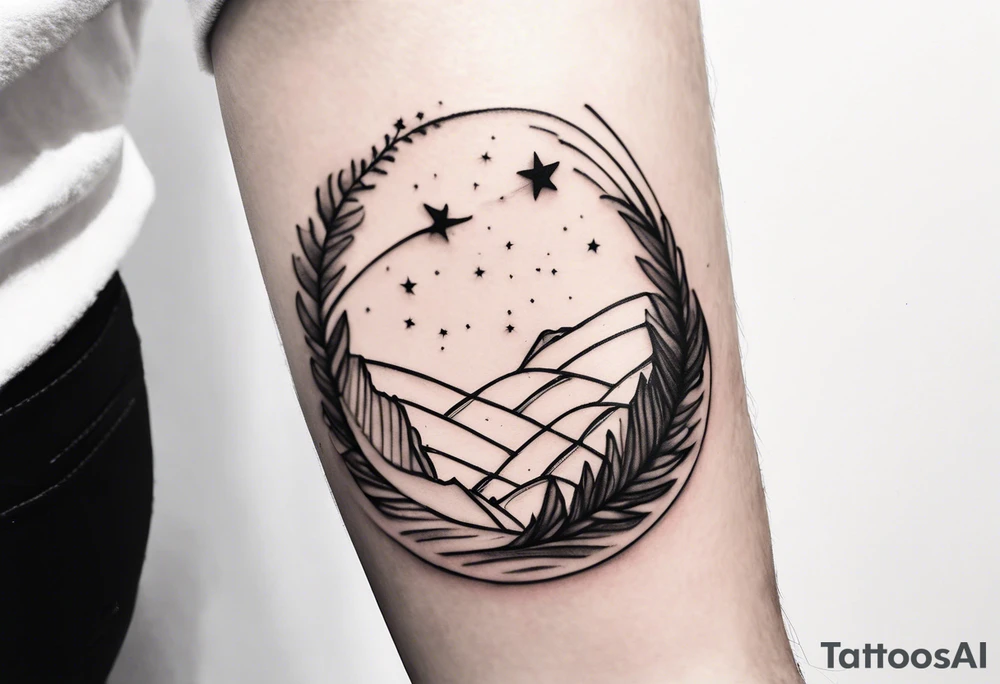 shooting star with a dna double helix path minimalist tattoo idea