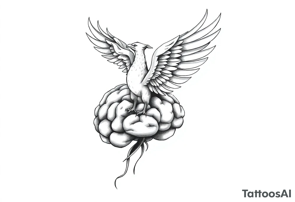 phoenix flying out of a brain tattoo idea
