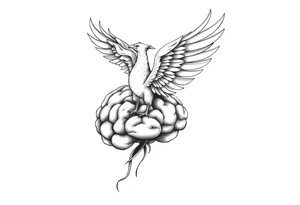 phoenix flying out of a brain tattoo idea