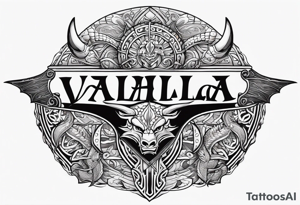 Valhalla sword shield viking ship dragon head tattoo idea Valhalla sword shield viking ship dragon head tattoo idea