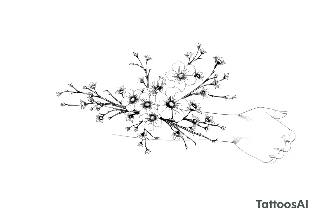 thorny branches and flowers tattoo idea