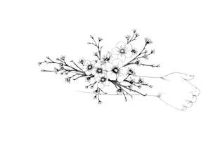 thorny branches and flowers tattoo idea