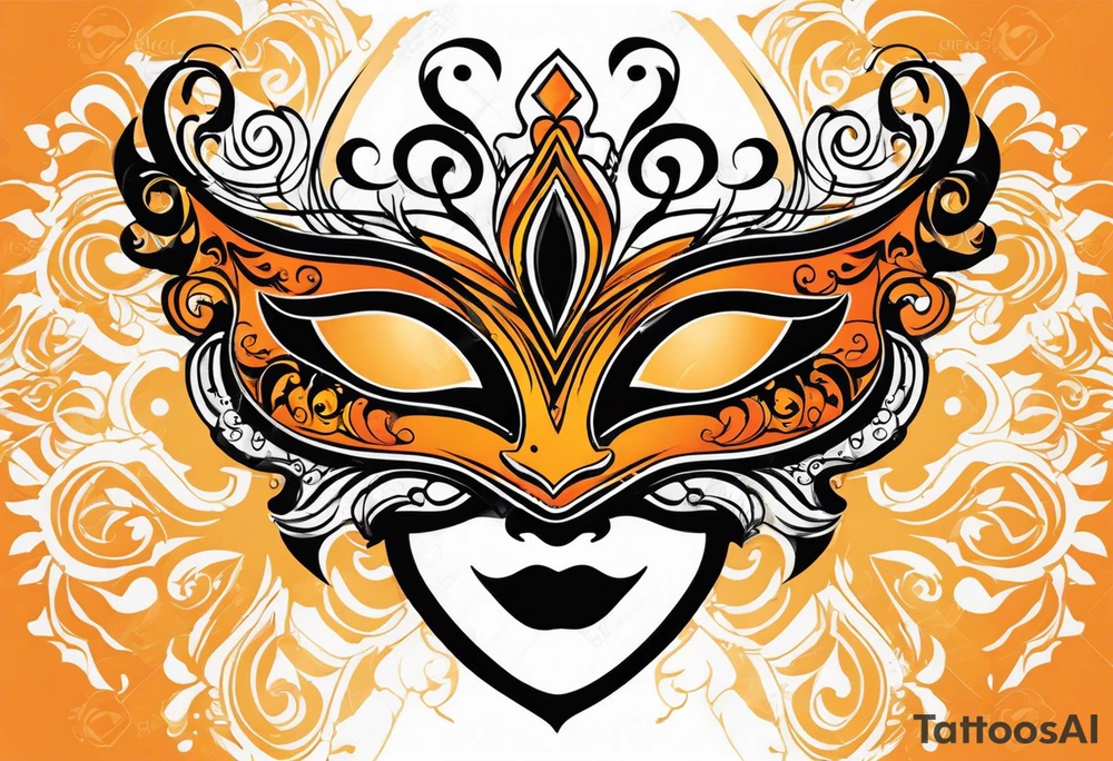 Masquerade mask that is orange and black tattoo idea