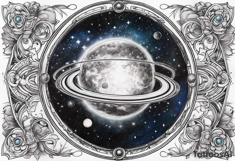 Celestial galaxy realistic tattoo idea
