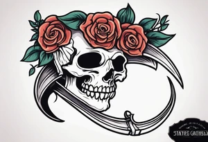 scythe grim reaper cute girlie nightshade flower tattoo idea