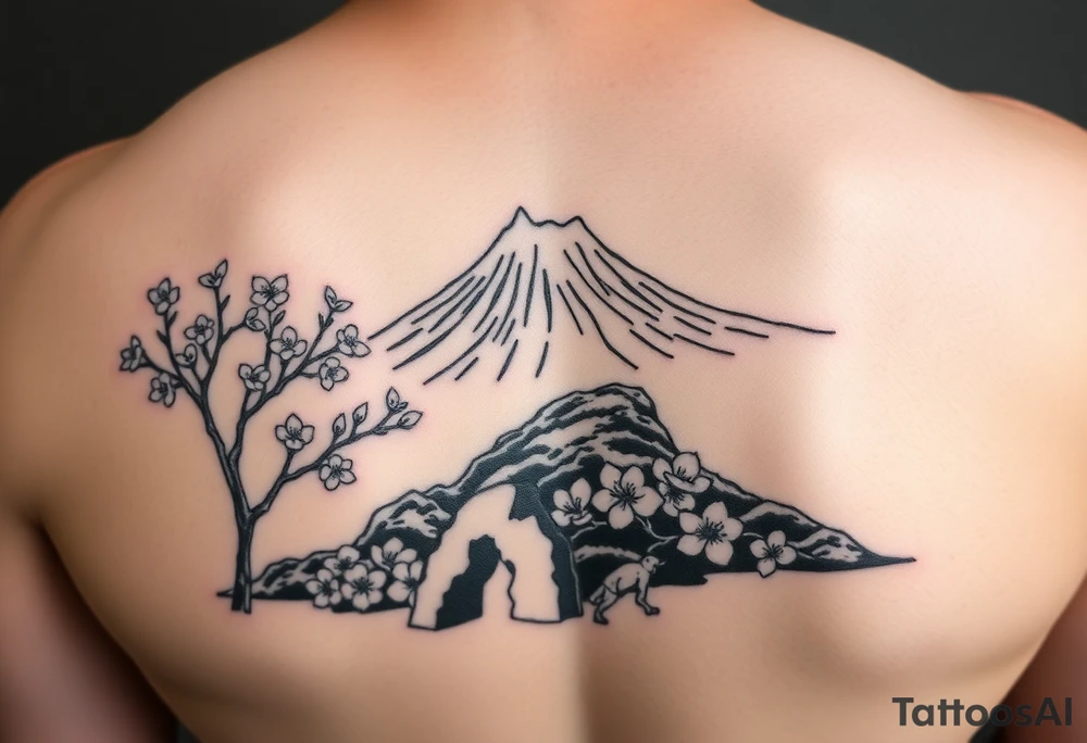 Marine corps, Mount Fuji, cherry blossoms, IWO Jima memorial, tattoo idea