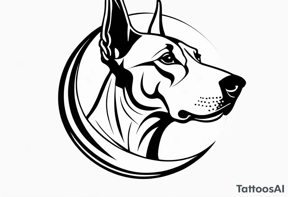 doberman is floating by the moon tattoo idea