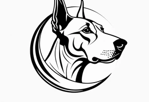 doberman is floating by the moon tattoo idea