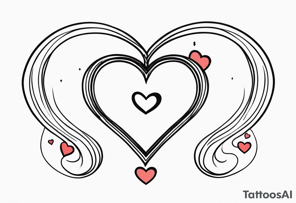 Crescent moon with a love heart inside it and 4 hearts dangling from it tattoo idea