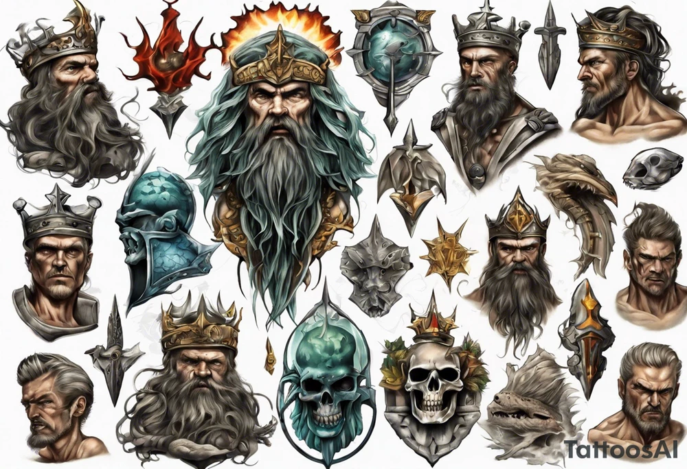 Atlantis king going to war tattoo idea