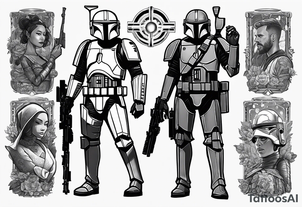 Love, Death & Robots, star wars, mandalorian tattoo idea