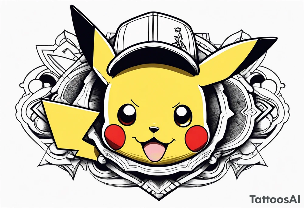 pikachu wearing a snapback tattoo idea