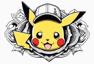 pikachu wearing a snapback tattoo idea