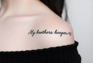 A microphone wire writing the words “My brothers keeper” tattoo idea