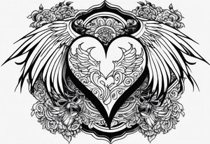 angelish devilish heart/wings tattoo idea