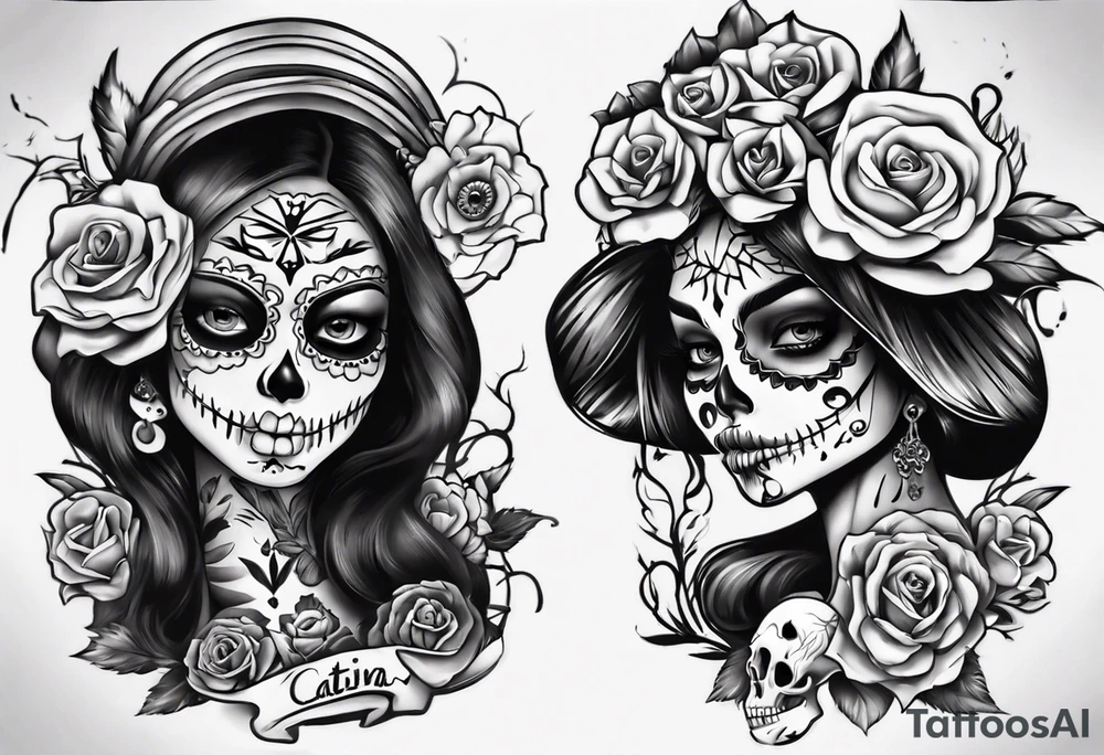 Catrina y catrin enamorados tattoo idea