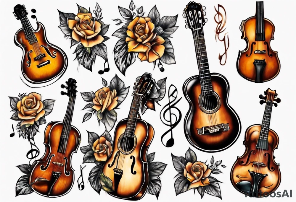 ACOUSTIC GUITAR AND VIOLIN tattoo idea