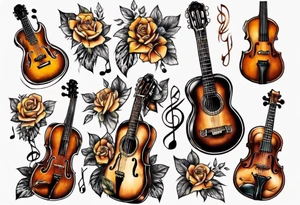 ACOUSTIC GUITAR AND VIOLIN tattoo idea