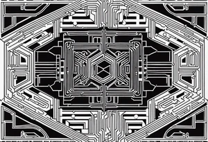 geometric circuit board lines tattoo idea