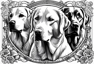 two dogs one is yellow Labrador retriever other is a golden retriever tattoo idea