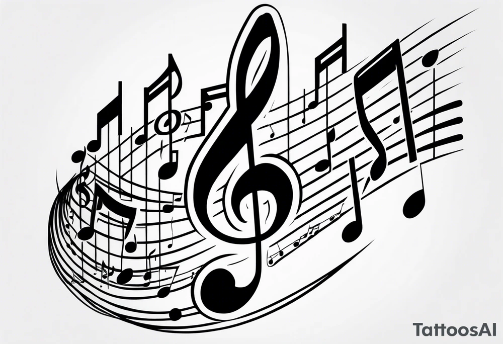 Musical notes burning tattoo idea