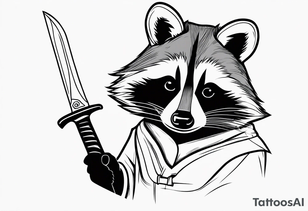 Raccoon holding a knife tattoo idea