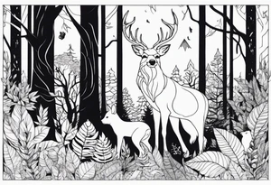 animals in the forest tattoo idea