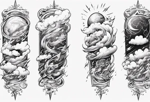 forearm sleeve lightning and clouds pattern tattoo idea