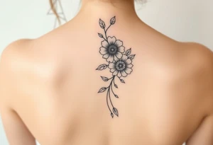 Delicate, simple floral spine tattoo tattoo idea