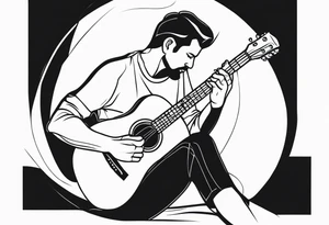 man playing guitar tattoo idea