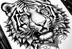 Tiger with sacred geometry and shapes tattoo idea