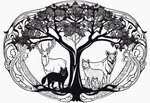 animals in trees tattoo idea