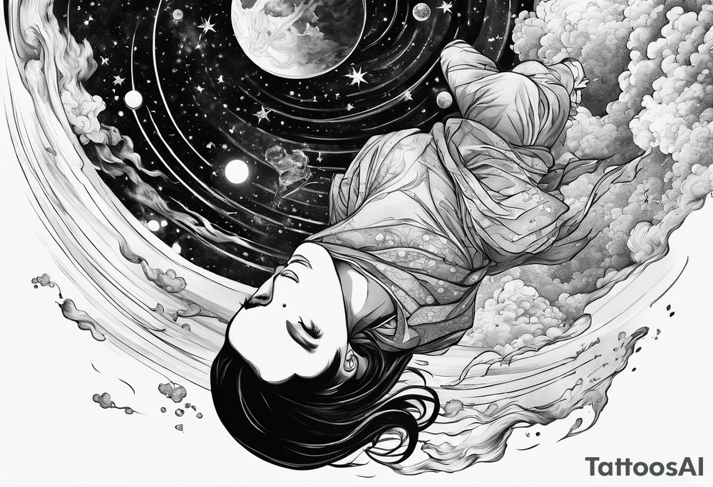 Man falling from space to earth tattoo idea
