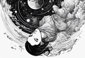 Man falling from space to earth tattoo idea