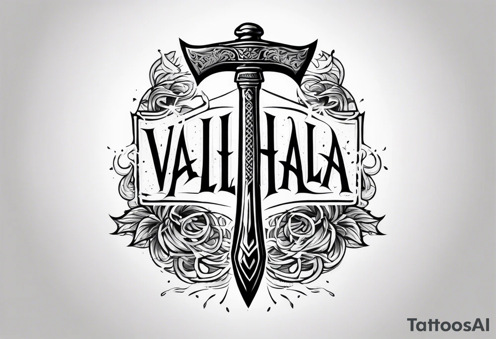 Valhalla sword axe tattoo idea
