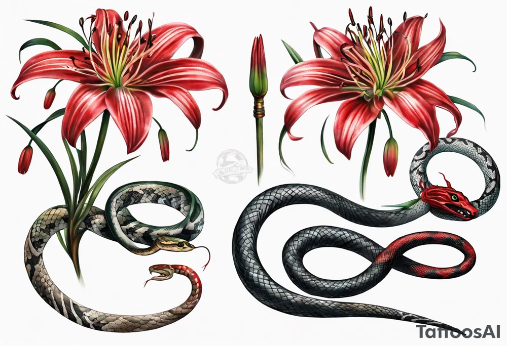 red  spider lily and a snake tattoo idea