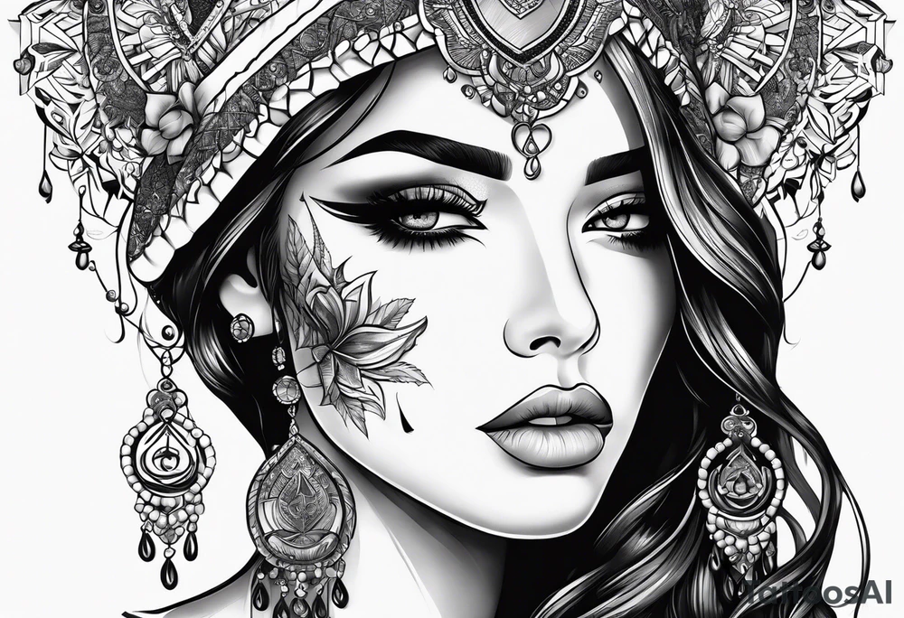 Beautiful woman from death to inner peace and self-love tattoo idea