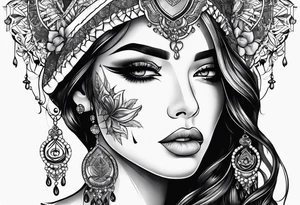 Beautiful woman from death to inner peace and self-love tattoo idea