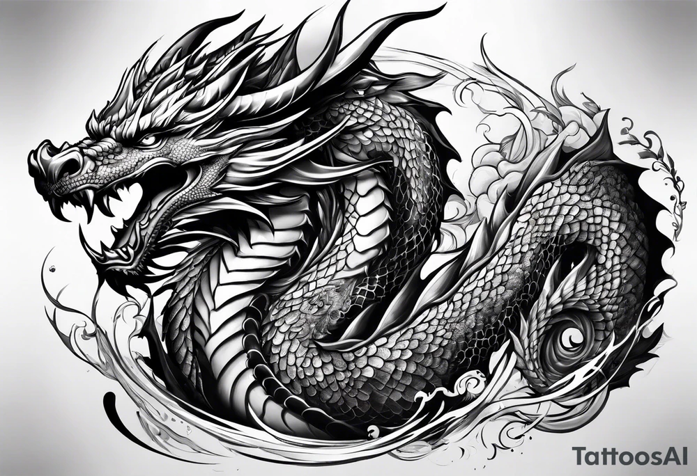 full arm sleeve dragon tattoo idea