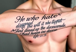 proverbs 26: 25-26
He who hates, disguises it with his lips, And lays up deceit within himself,Their hatred may be concealed by deception, but their wickedness will be exposed in the assembly tattoo idea