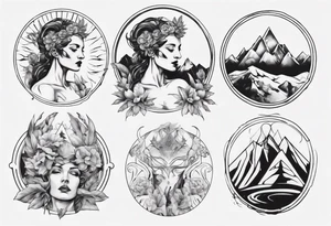 Roman goddess with mountains tattoo idea