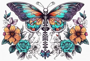 full body skeleton in pieces

 flowers and butterflies
simple design minimal sketch tattoo idea