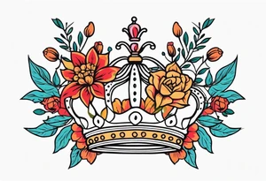 crown
old school vintage simple traditional design with vintage flowers surrounding
bold color simple tattoo idea
