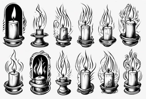 Burning candle in finger loop holder tattoo idea