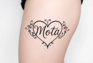 The name Mota within a heart tattoo idea