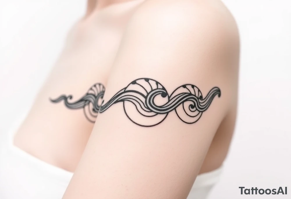 tribal wave patterns in circles tattoo idea