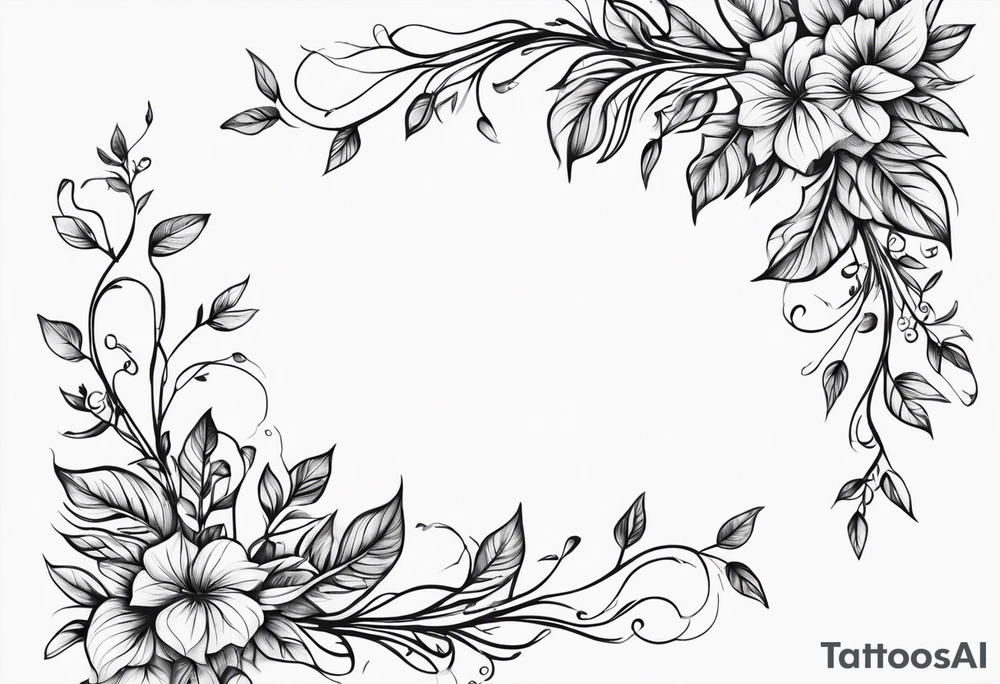 thin vines with leaves in a straight line tattoo idea