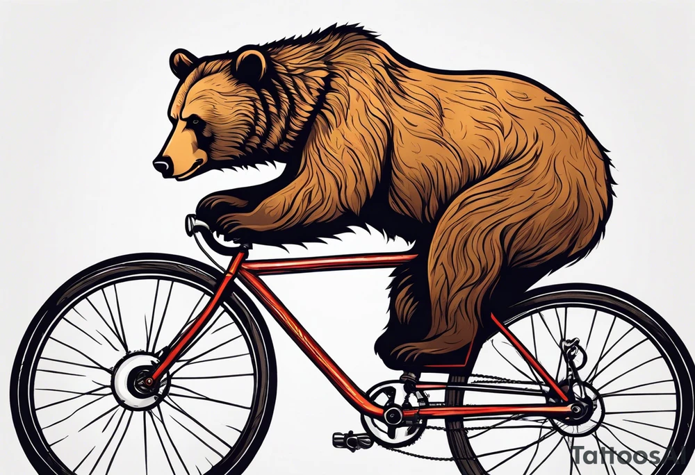 bear riding a bicycle tattoo idea